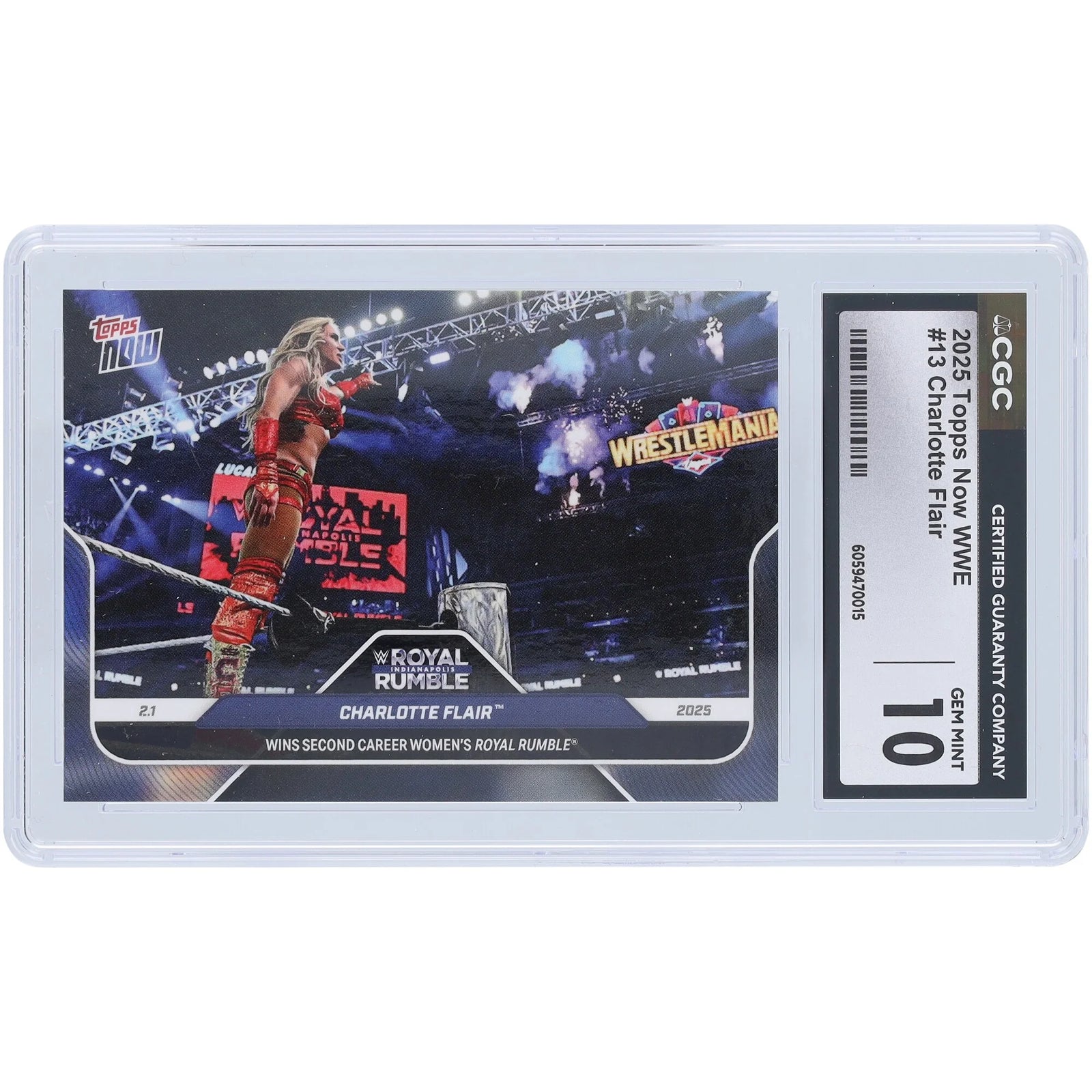 Charlotte Flair WWE 2025 Topps Now Royal Rumble #13 Card | CGC Graded 10