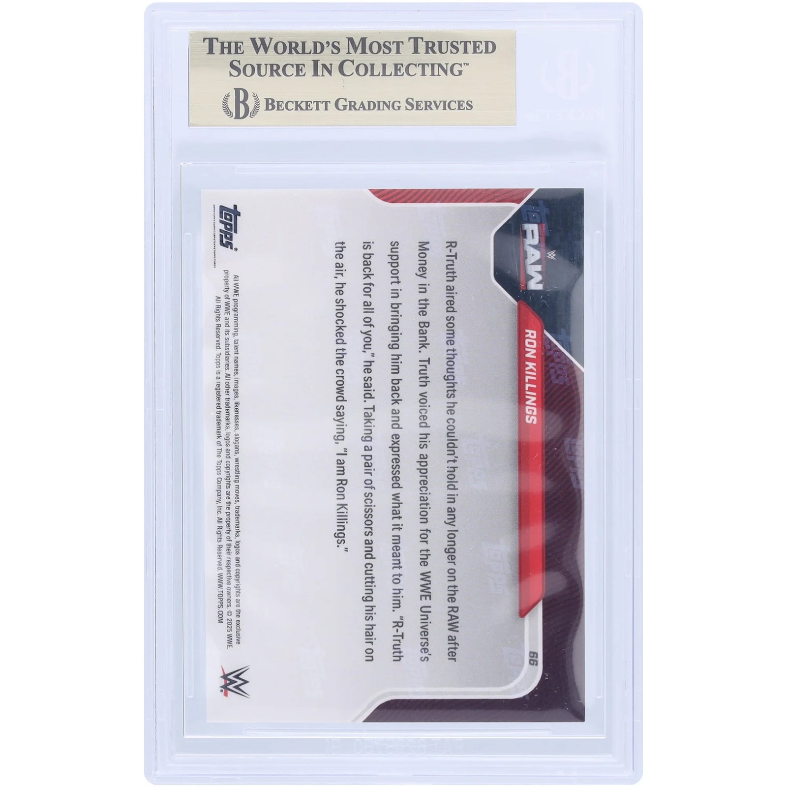 R-Truth WWE 2025 Topps Now The Truth Sets Ron Killings Free #66 | BGS 9.5
