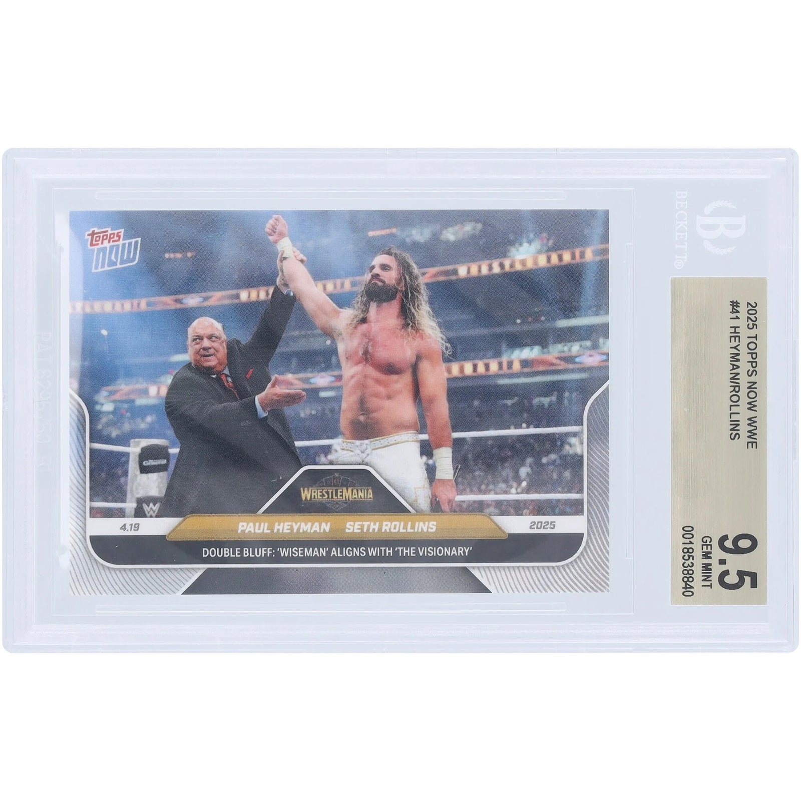 Paul Heyman and Seth Rollins WWE 2025 Topps Now #41 Card | BGS 9.5