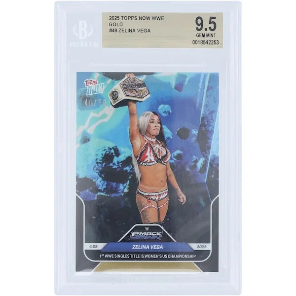 Zelina Vega 2025 Topps Now Women's US Championship Gold Foil #49/50 | BGS 9.5