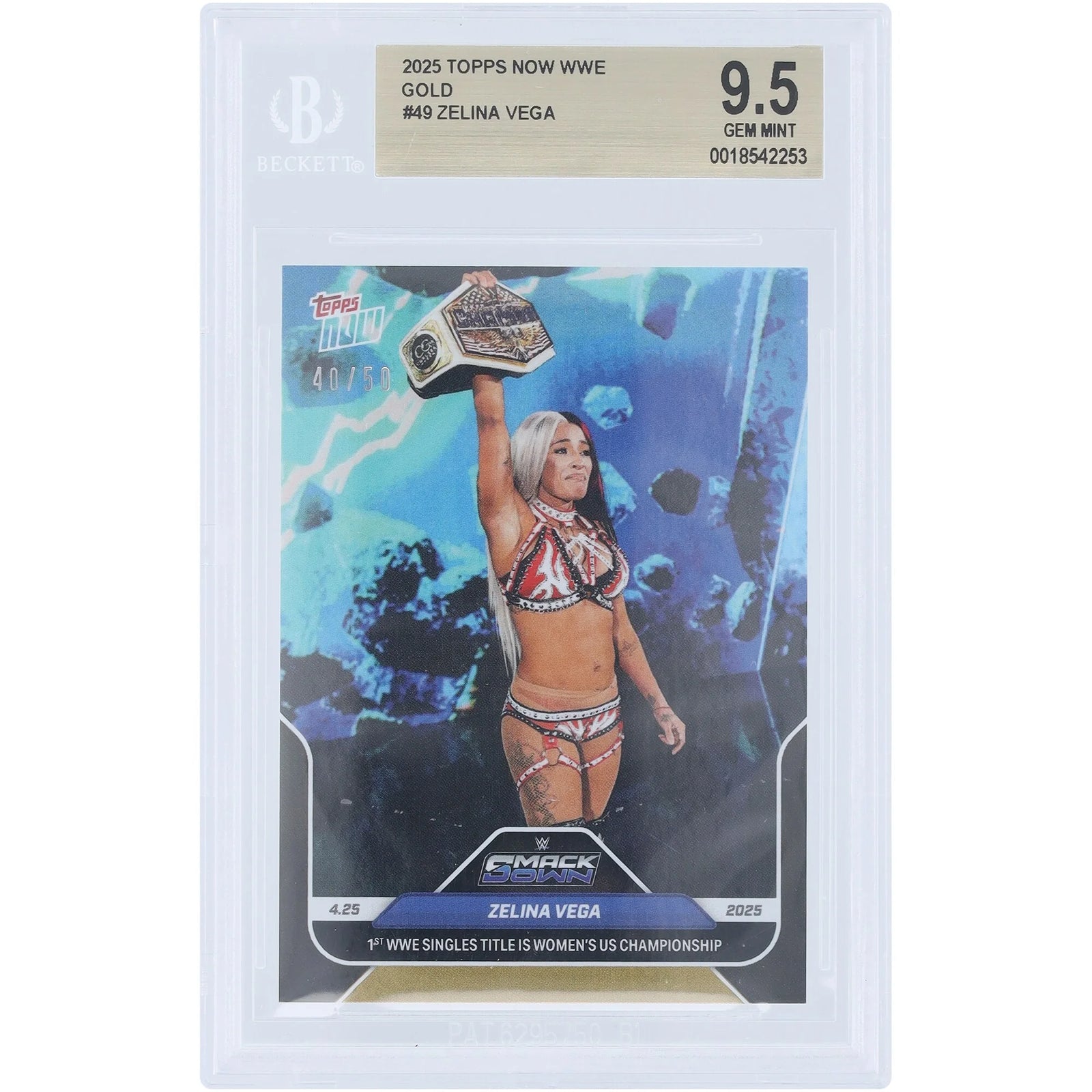Zelina Vega 2025 Topps Now Women's US Championship Gold Foil #49/50 | BGS 9.5