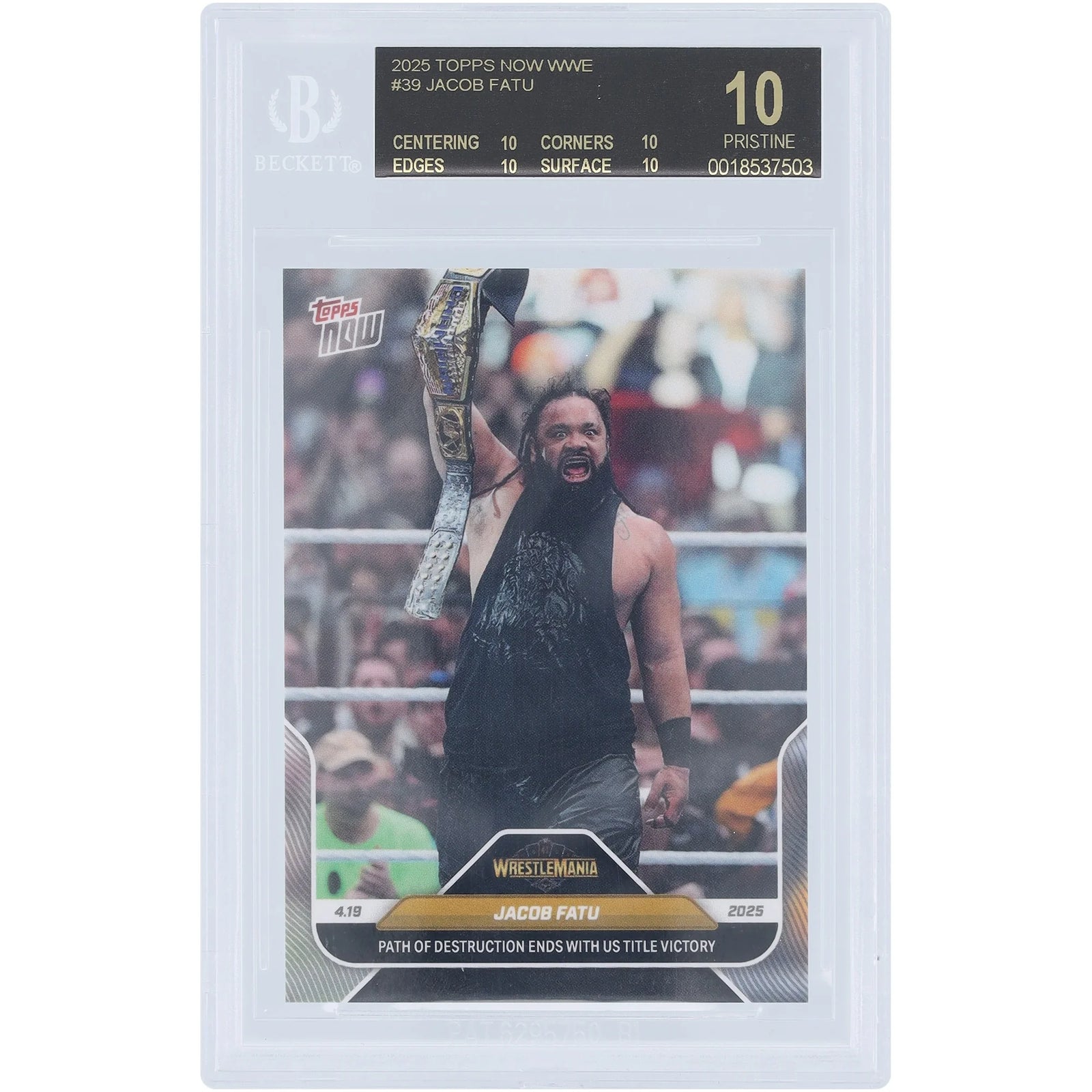 Jacob Fatu WWE 2025 Topps Now #39 Card | BGS Graded 10