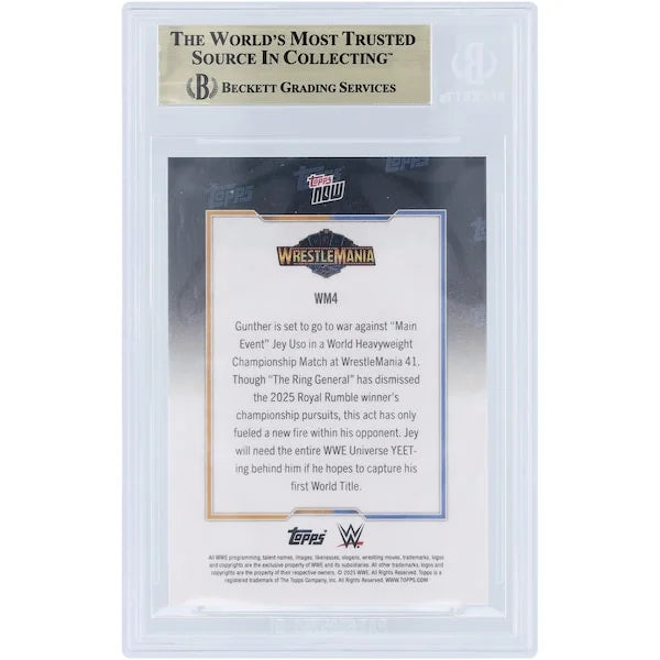 Gunther and Jey Uso Signed WWE 2025 Topps Now Wrestlemania 41 Card | BGS 9.5