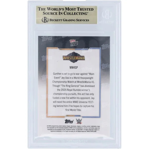 Gunther and Jey Uso Signed WWE 2025 Topps Now WrestleMania 41 Matchup Poster Rainbow Foil