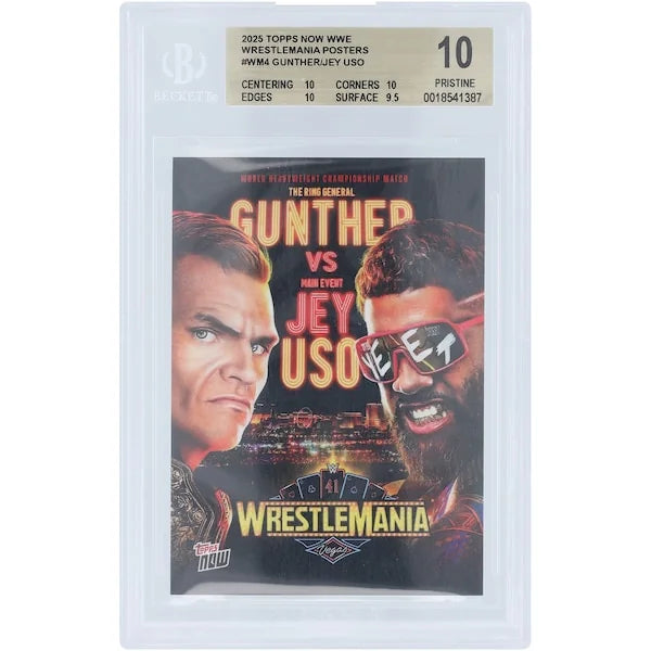 Gunther and Jey Uso Signed 2025 Topps Now WrestleMania 41 Matchup Poster #WM4 | BGS 10