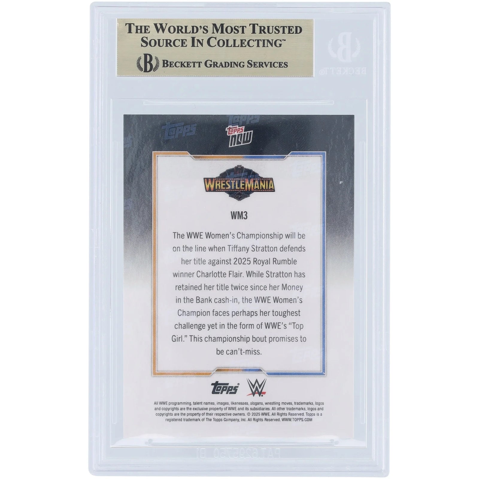 Tiffany Stratton and Charlotte Flair WWE 2025 Topps Now WrestleMania 41 Card | BGS 9.5