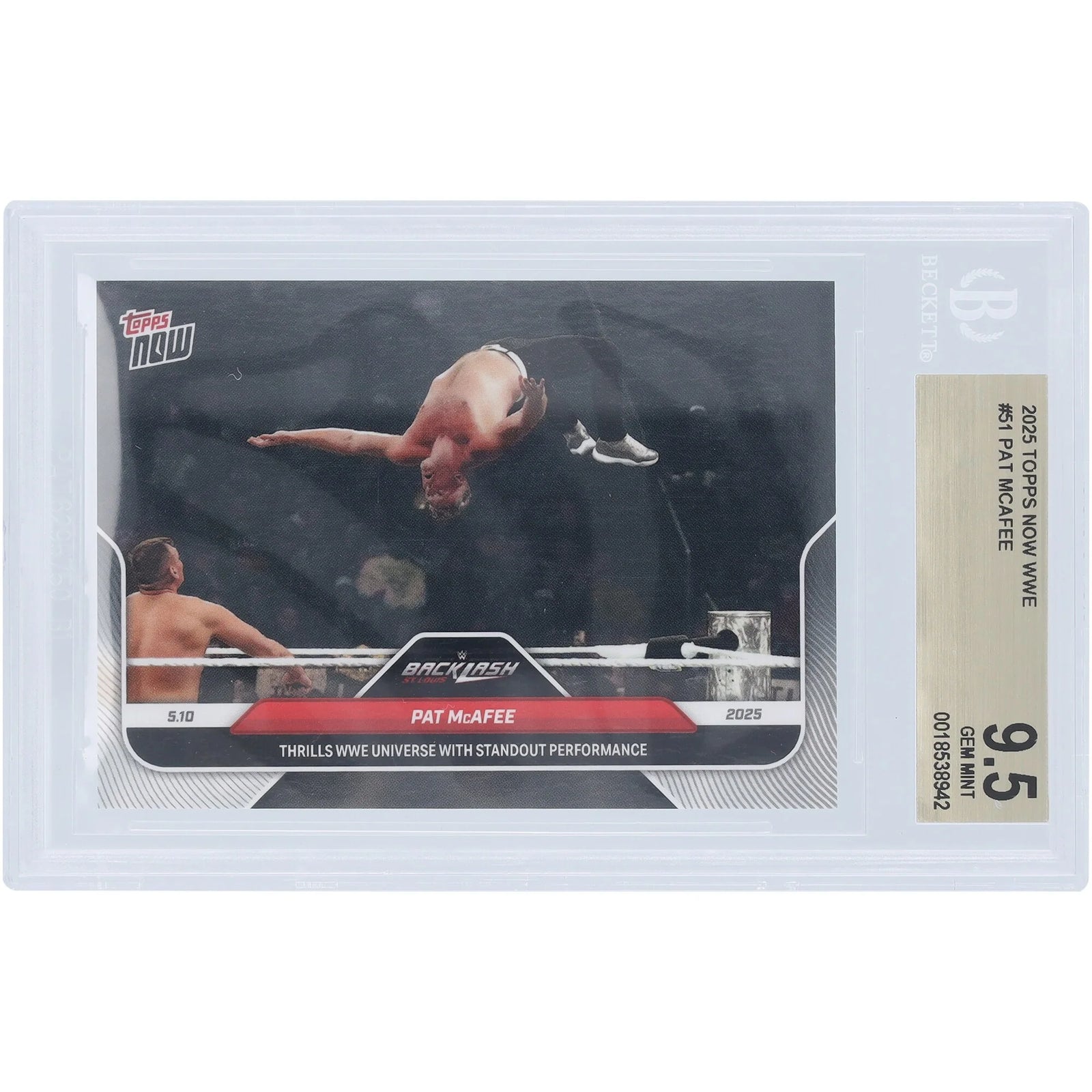 Pat McAfee WWE 2025 Topps Now #51 Card | BGS 9.5 Authenticated