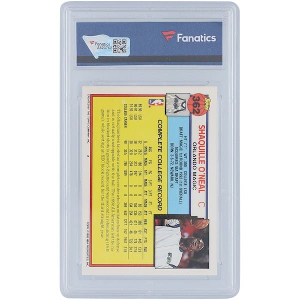 Shaquille O'Neal Orlando Magic Autographed 1992 Topps 362 Rookie Card - The Ballers Bank