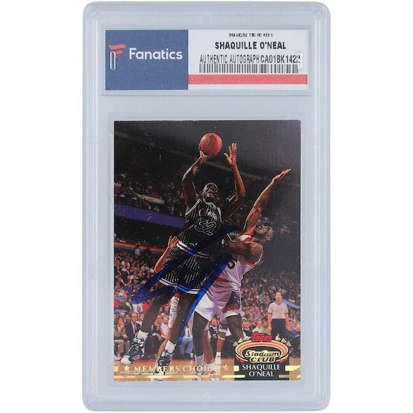Shaquille O'Neal Orlando Magic Autographed 1992 Topps Stadium Club 201 Rookie Card - The Ballers Bank