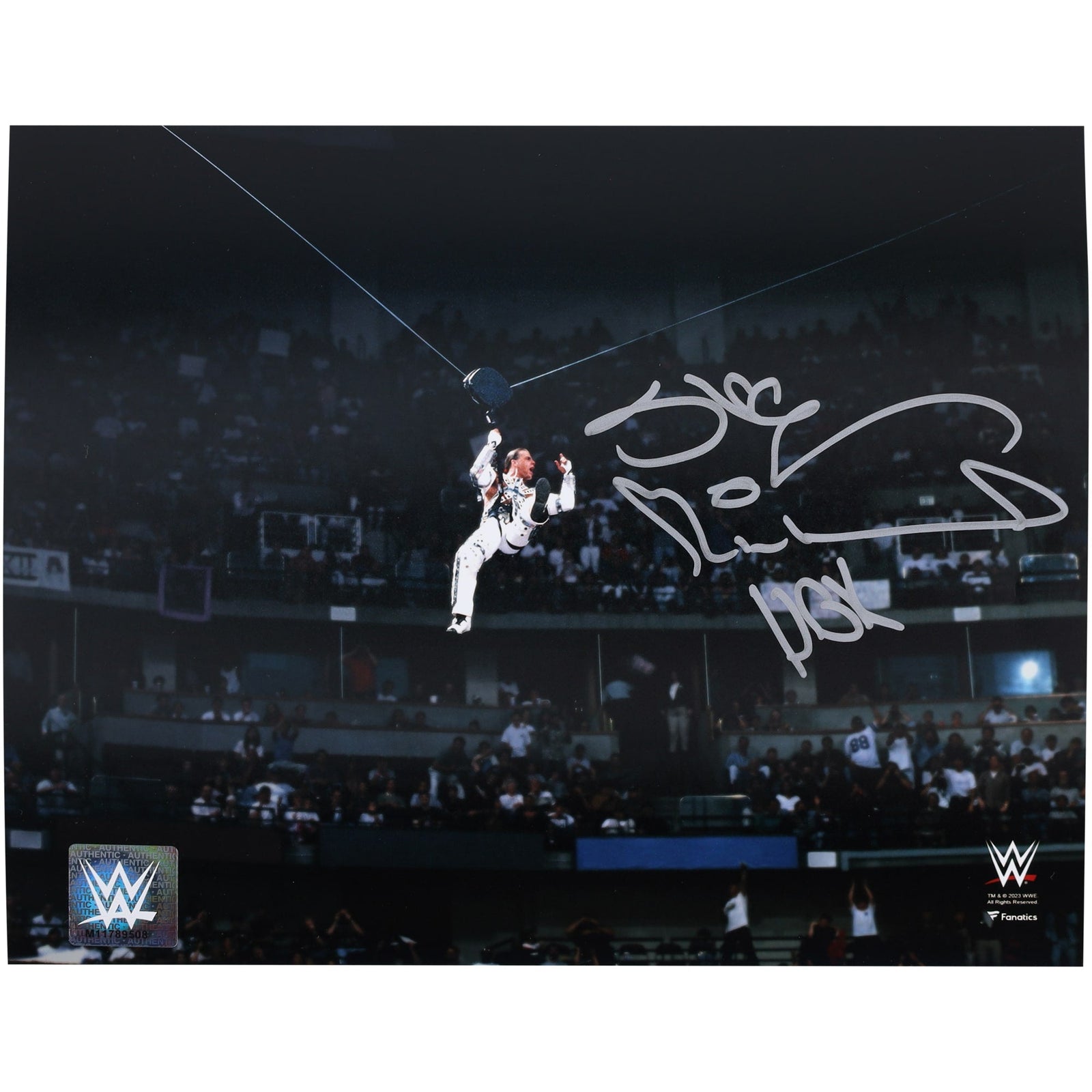 Shawn Michaels WWE Autographed Fanatics Authentic 8" x 10" WrestleMania 12 Entrance Zipline Photograph - The Ballers Bank