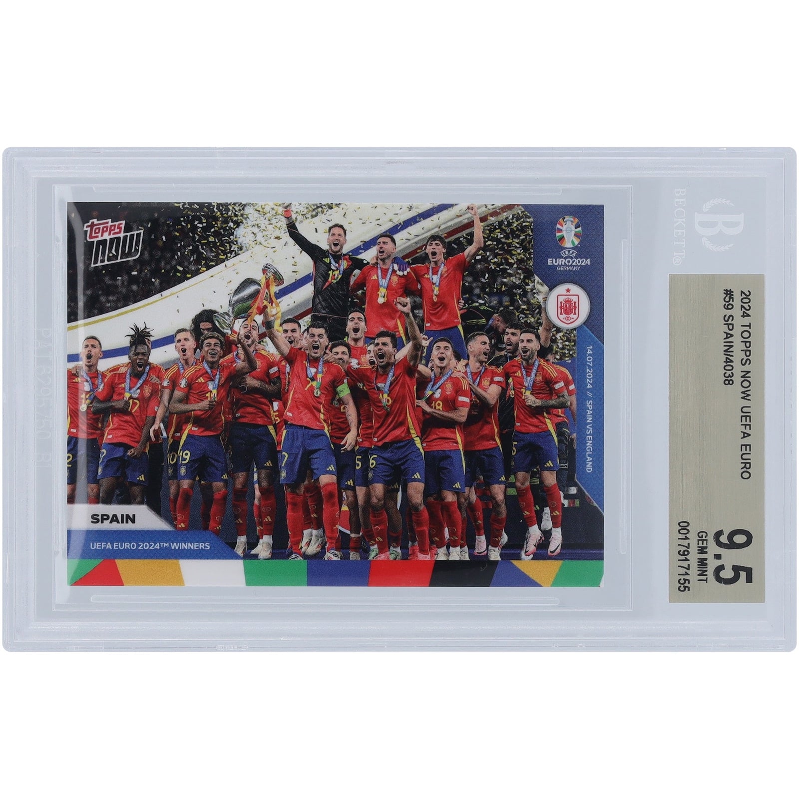 Spain National Team 2024 Topps Now UEFA Euro '24 Winners 14.07.24 59 BGS Authenticated 9.5 Card - The Ballers Bank