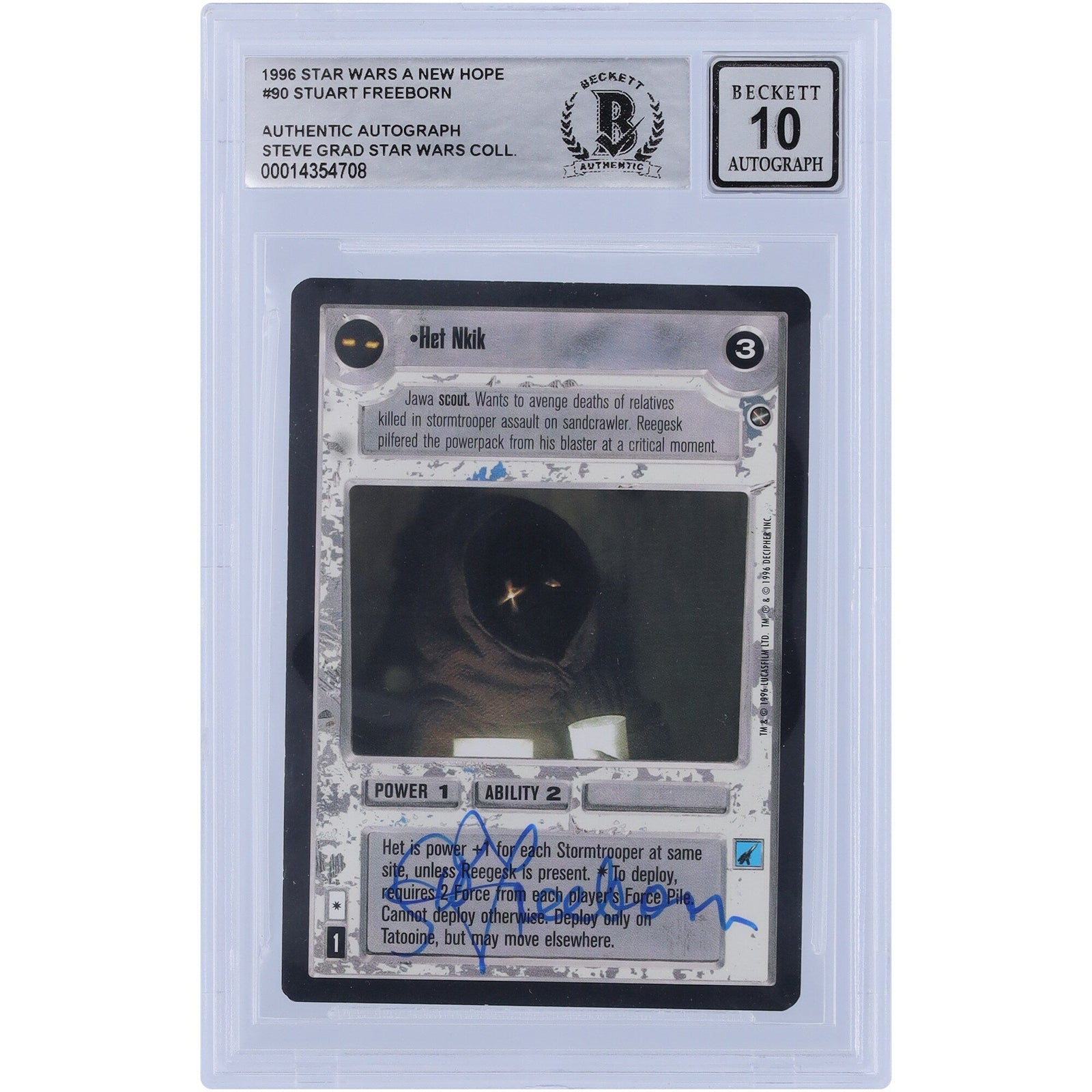 Stuart Freeborn Star Wars Autographed 1996 CCG A New Hope 90 BGS Authenticated 10 Card - The Ballers Bank