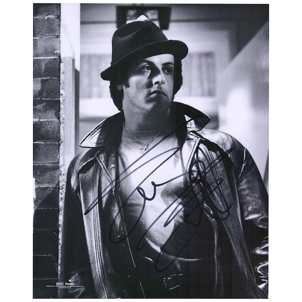 Sylvester Stallone Rocky Fanatics Authentic Autographed 16'' x 20'' Black & White Standing in Doorway Photograph - The Ballers Bank
