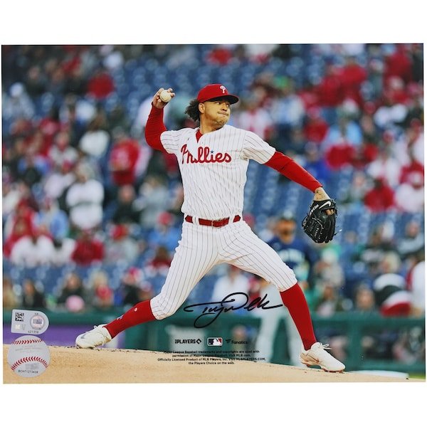 Taijuan Walker Philadelphia Phillies Autographed Fanatics Authentic 8" x 10" White Jersey Pitching Photograph - The Ballers Bank
