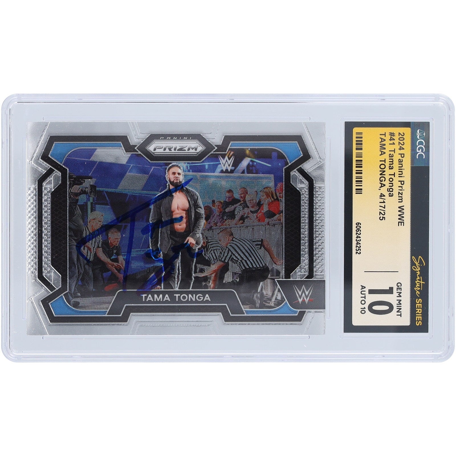 Tama Tonga WWE Autographed 2024 Panini Prizm 41 CGC Fanatics Witnessed Authenticated 10/10 Card - The Ballers Bank