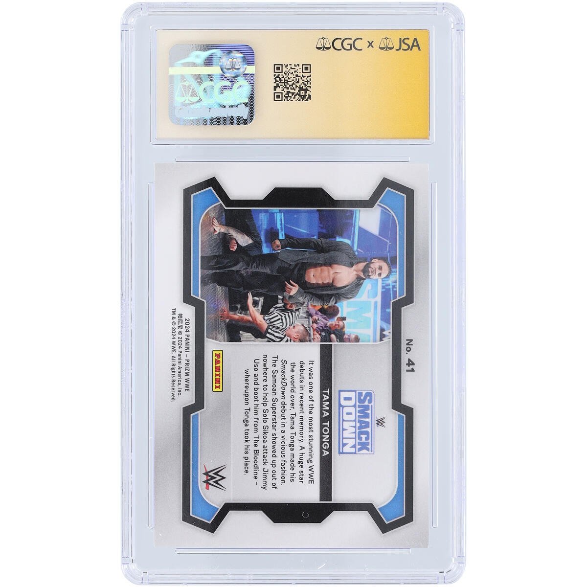 Tama Tonga WWE Autographed 2024 Panini Prizm 41 CGC Fanatics Witnessed Authenticated 9.5/10 Card - The Ballers Bank