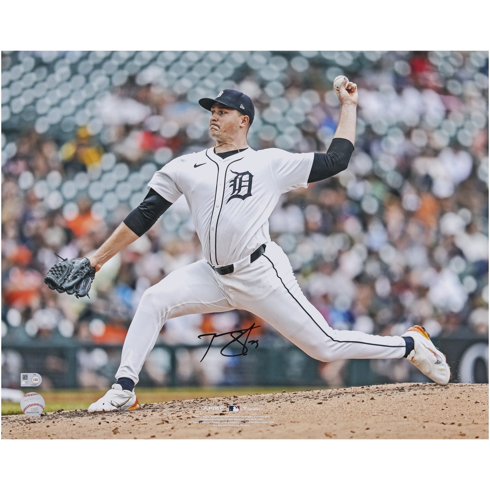 Tarik Skubal Detroit Tigers Autographed Fanatics Authentic 16" x 20" White Uniform Pitching Photograph - The Ballers Bank