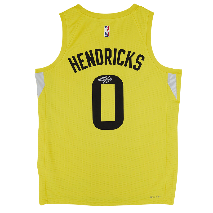 Taylor Hendricks Utah Jazz Autographed Fanatics Authentic Nike Gold Icon Swingman Jersey - The Ballers Bank