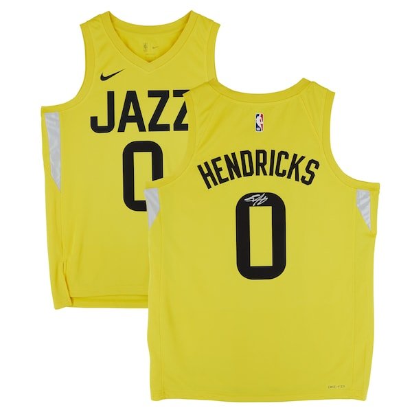 Taylor Hendricks Utah Jazz Autographed Fanatics Authentic Nike Gold Icon Swingman Jersey - The Ballers Bank