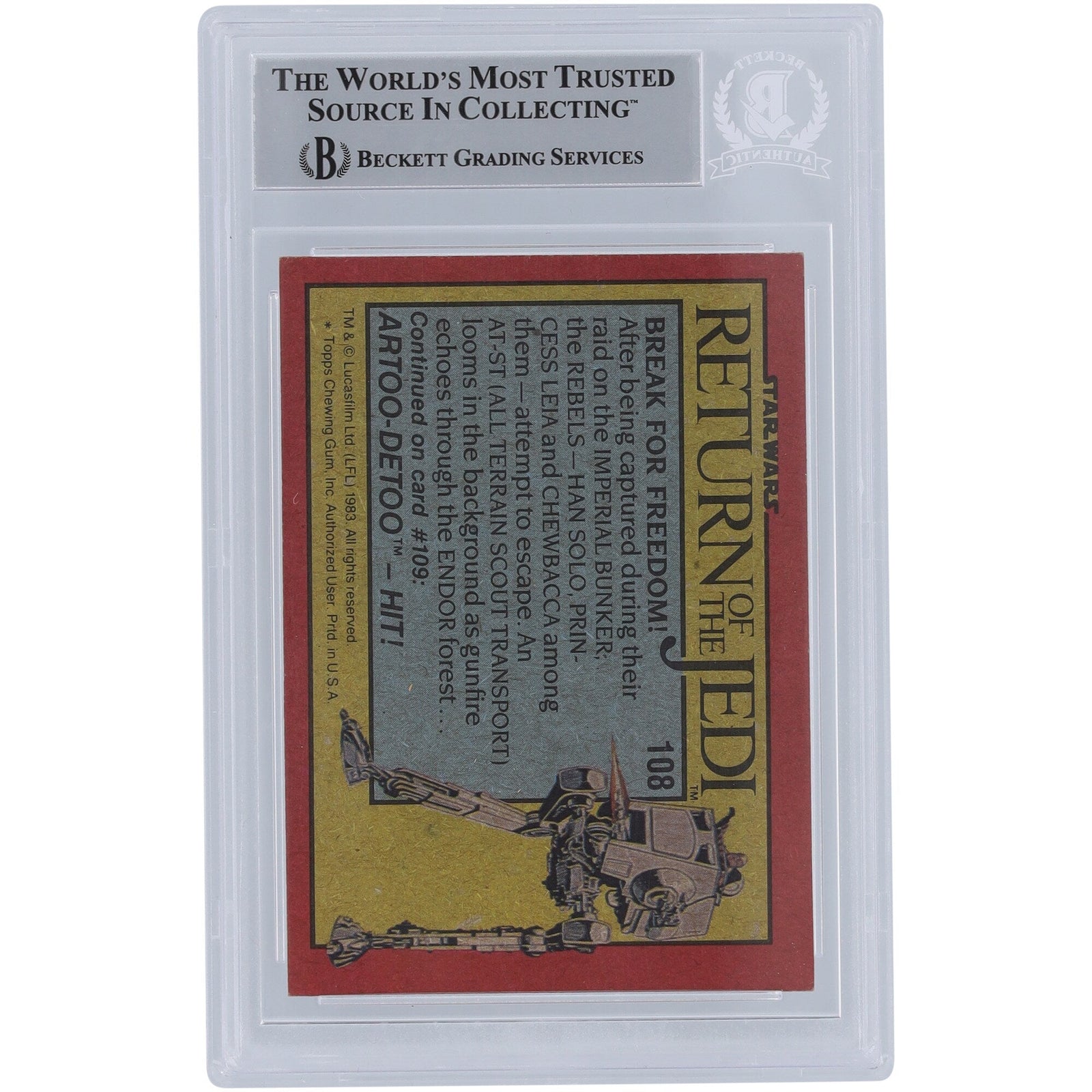 Ted Grossman Star Wars Autographed 1983 Topps Return of the Jedi 108 BGS Authenticated Card - The Ballers Bank