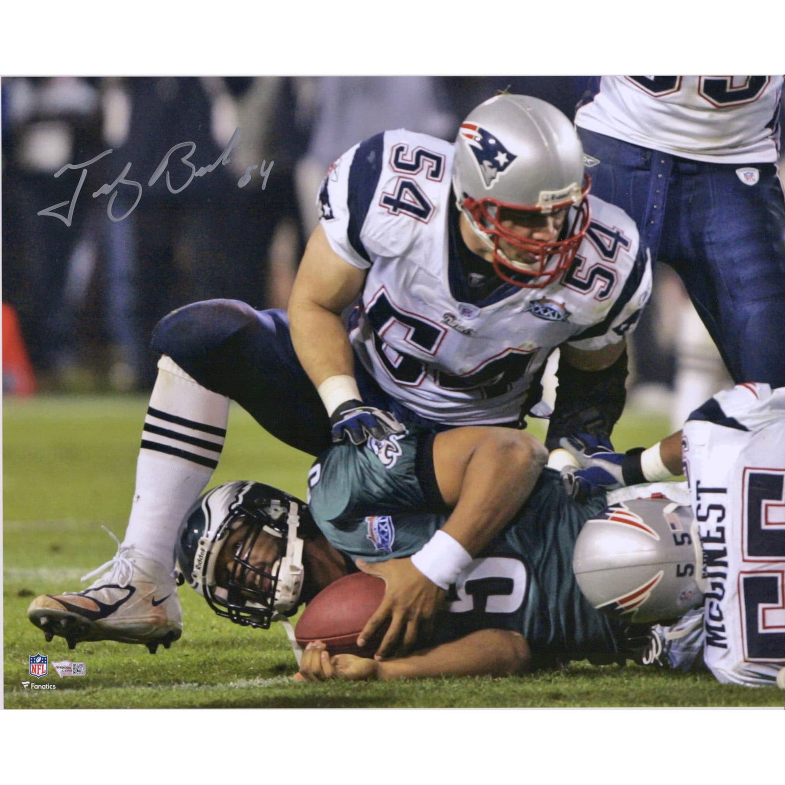 Tedy Bruschi New England Patriots Fanatics Authentic Autographed 16" x 20" McNabb Sack Photograph - The Ballers Bank