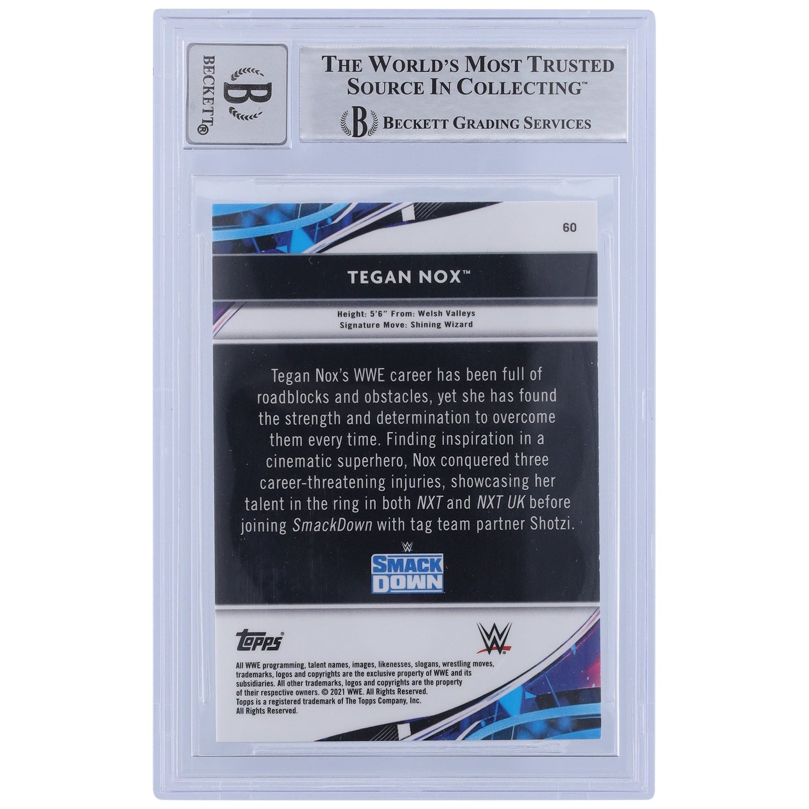 Tegan Nox WWE Autographed 2021 Topps Finest 60 Beckett Fanatics Witnessed Authenticated 10 Card - The Ballers Bank