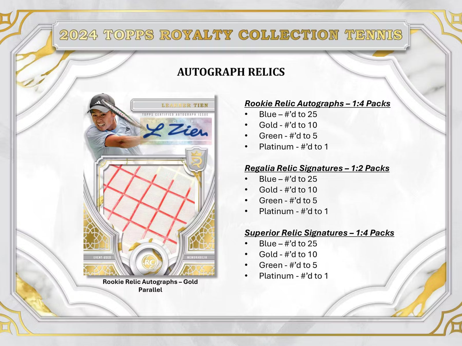2024 Topps Royalty Tennis Hobby Trading Cards