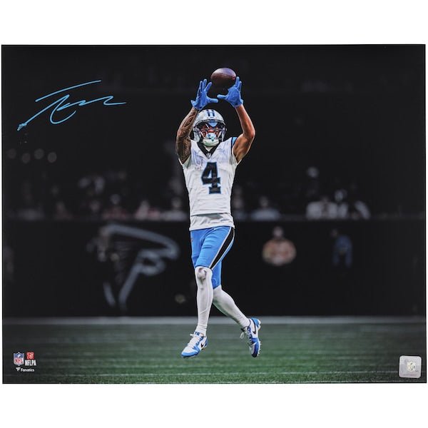 Tetairoa McMillan Carolina Panthers Autographed Fanatics Authentic 16" x 20" White Jersey Catch Spotlight Photograph - The Ballers Bank