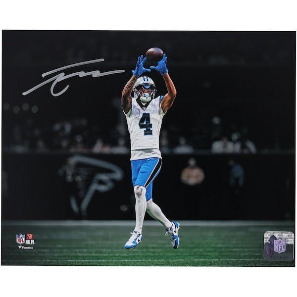 Tetairoa McMillan Carolina Panthers Autographed Fanatics Authentic 8" x 10" White Jersey Catch Spotlight Photograph - The Ballers Bank