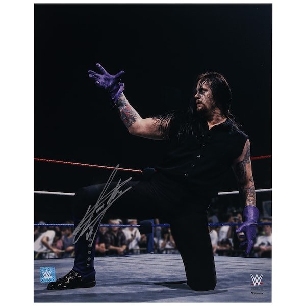 The Undertaker WWE Autographed Fanatics Authentic 16" x 20" In Ring Kneeling Photograph - The Ballers Bank