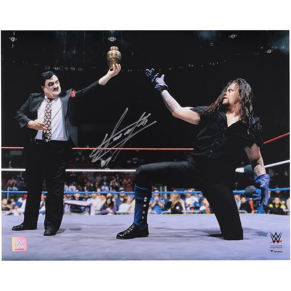 The Undertaker WWE Autographed Fanatics Authentic 16" x 20" In - Ring Saluting The Urn Photograph - The Ballers Bank