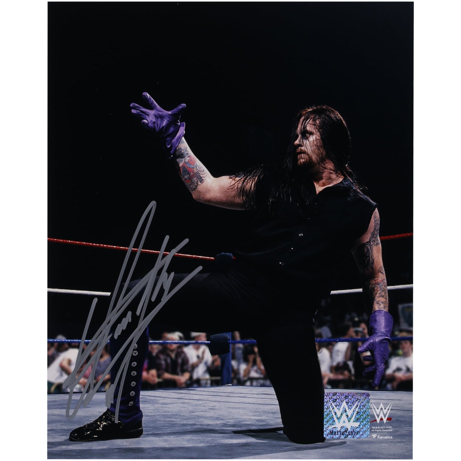 The Undertaker WWE Autographed Fanatics Authentic 8" x 10" In Ring Kneeling Photograph - The Ballers Bank