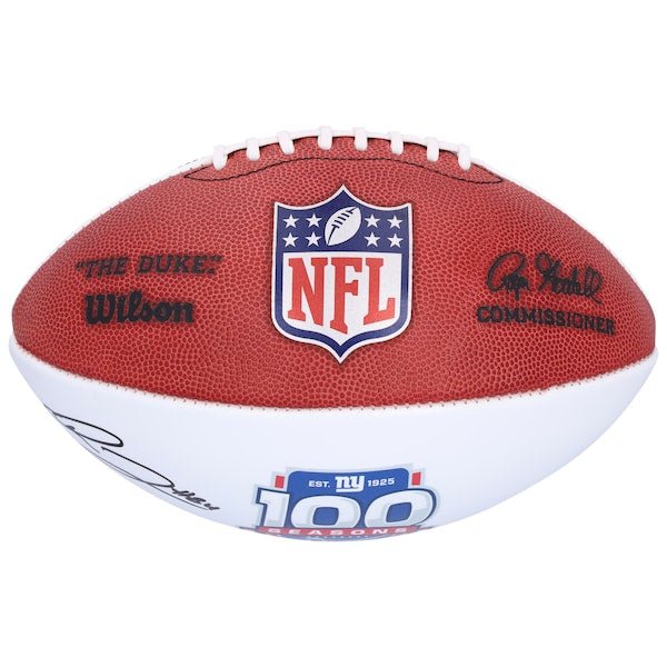 Theo Johnson New York Giants Autographed Fanatics Authentic Wilson 100th Season White Panel Football - The Ballers Bank