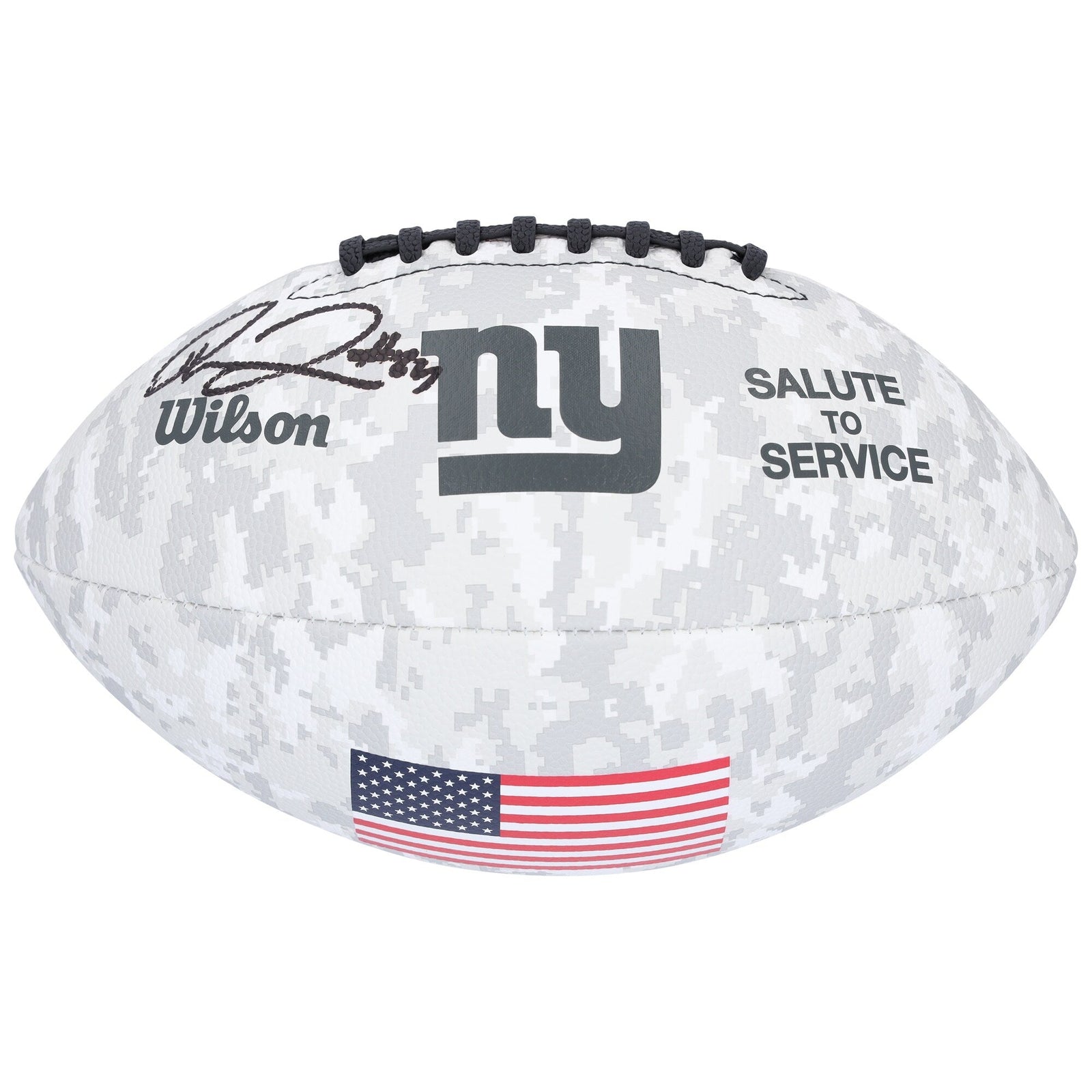 Theo Johnson New York Giants Autographed Fanatics Authentic Wilson 2024 Salute To Service Football - The Ballers Bank