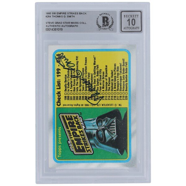 Thomas G. Smith Star Wars Autographed 1980 Topps The Empire Strikes Back 264 BGS Authenticated 10 Card - The Ballers Bank