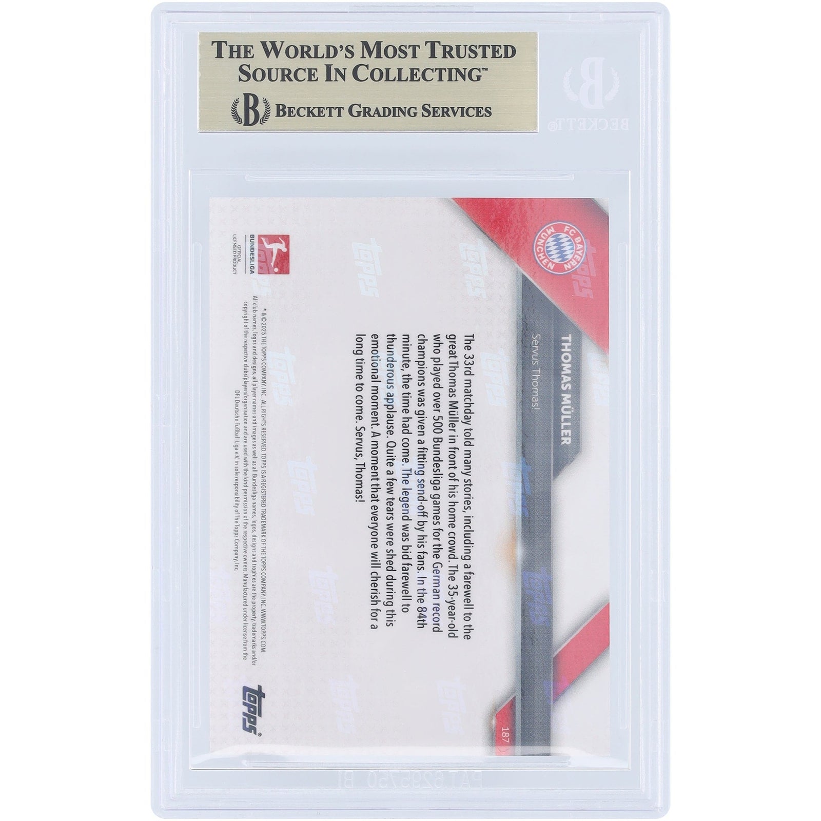 Thomas Muller Bayern Munich 2025 Topps Now Servus Thomas! 187 BGS Authenticated 9.5 Card - The Ballers Bank