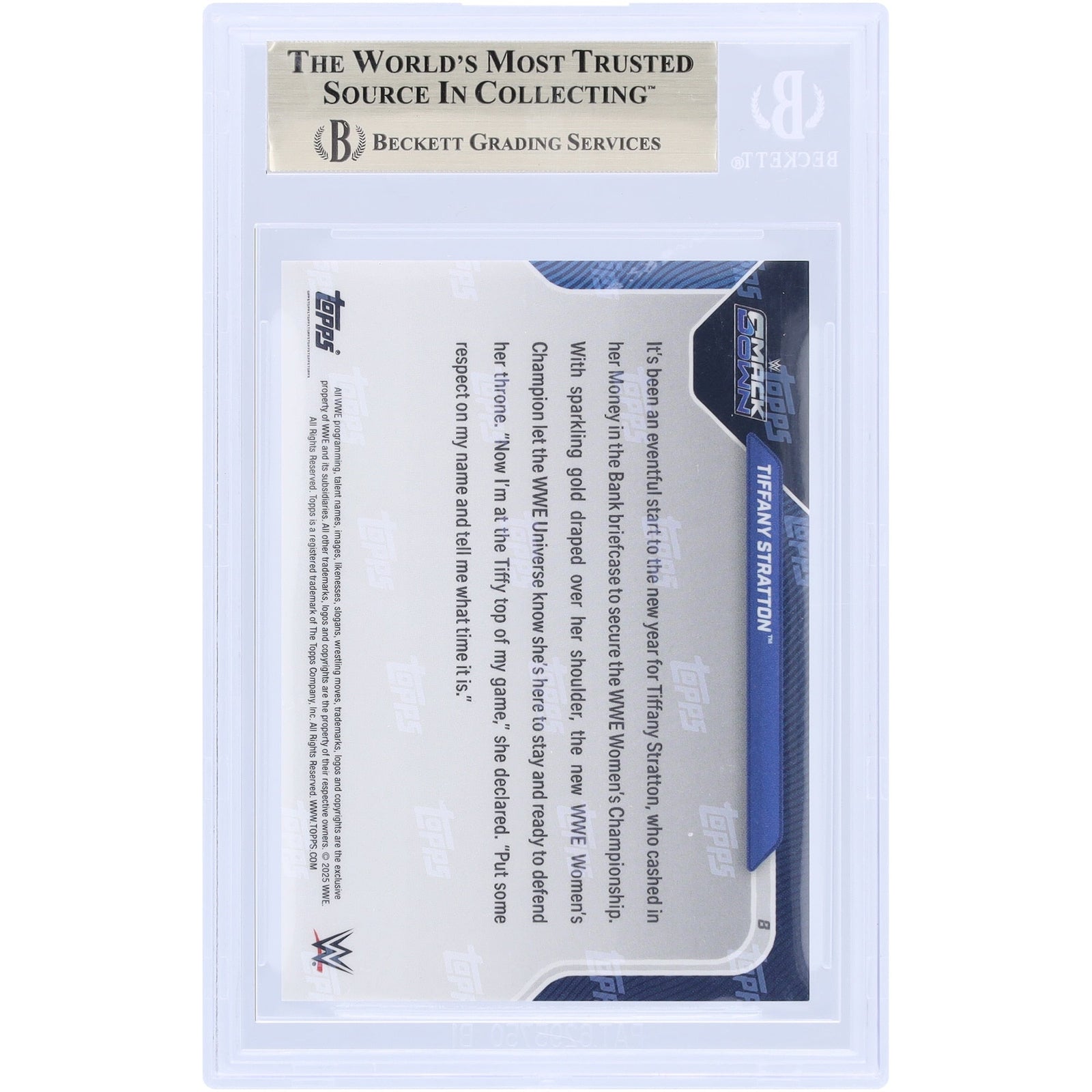 Tiffany Stratton WWE 2025 Topps Now Women's Champion 01.10.25 8 BGS Authenticated 9.5 Card - The Ballers Bank