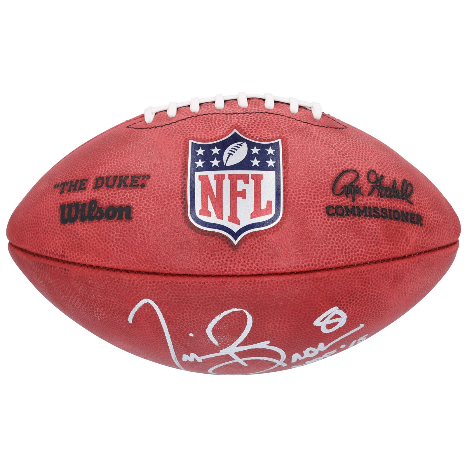 Tim Brown Las Vegas Raiders Autographed Fanatics Authentic Wilson Duke Full Color Football with "HOF 15" Inscription - The Ballers Bank