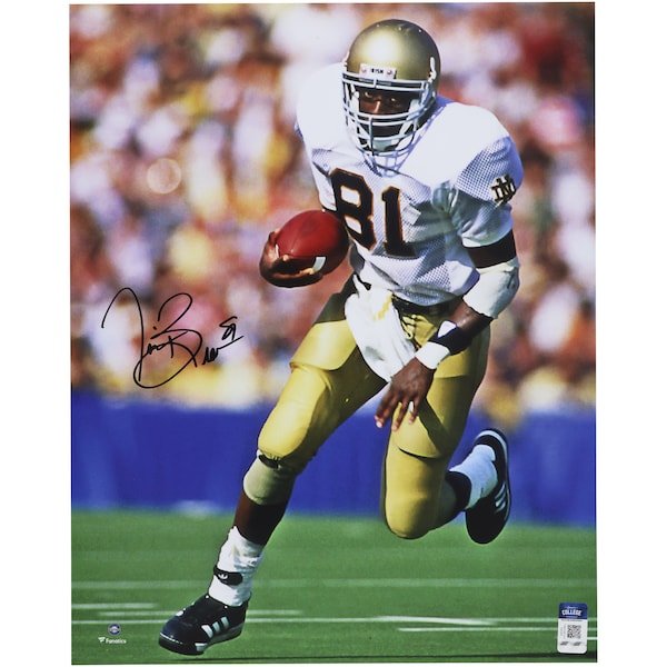 Tim Brown Notre Dame Fighting Irish Autographed Fanatics Authentic 16" x 20" Running with Ball Photograph - The Ballers Bank