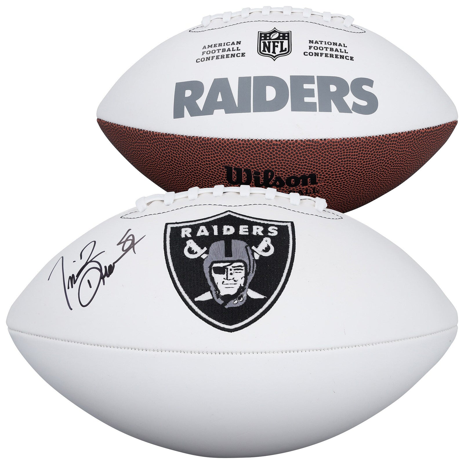 Tim Brown Oakland Raiders Autographed Fanatics Authentic Wilson White Panel Football - The Ballers Bank