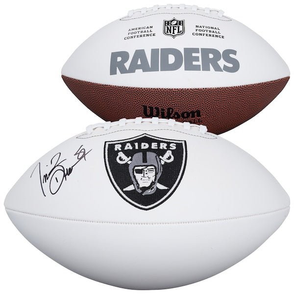Tim Brown Oakland Raiders Autographed Fanatics Authentic Wilson White Panel Football - The Ballers Bank