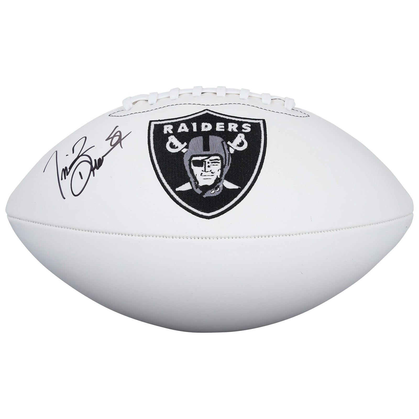 Tim Brown Oakland Raiders Autographed Fanatics Authentic Wilson White Panel Football - The Ballers Bank