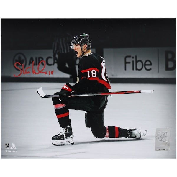 Tim Stutzle Ottawa Senators Autographed Fanatics Authentic 8" x 10" Black Jersey Celebration Spotlight Photograph - The Ballers Bank