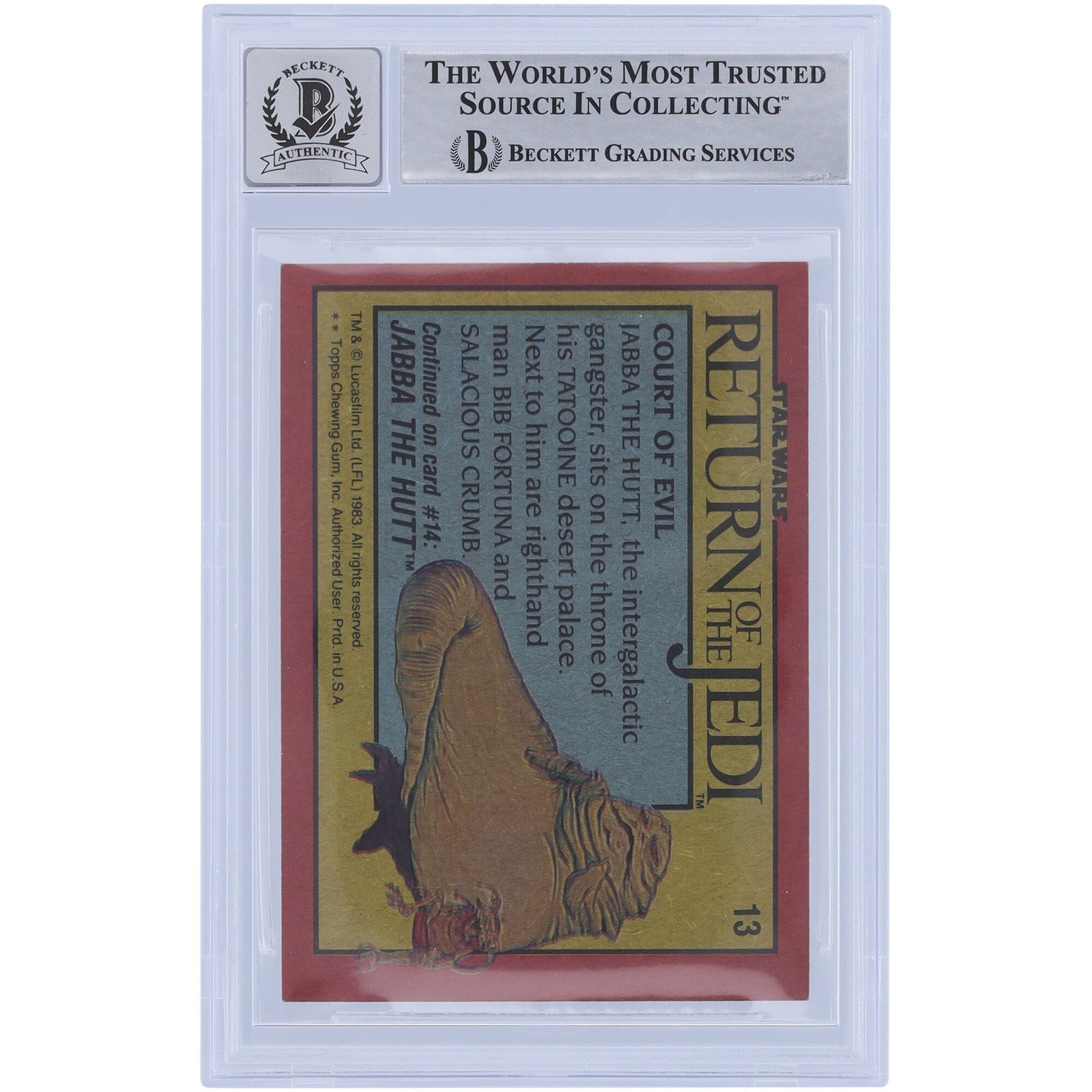 Toby Philpott Star Wars Autographed 1983 Topps Return of the Jedi 13 BGS Authenticated 10 Card - The Ballers Bank