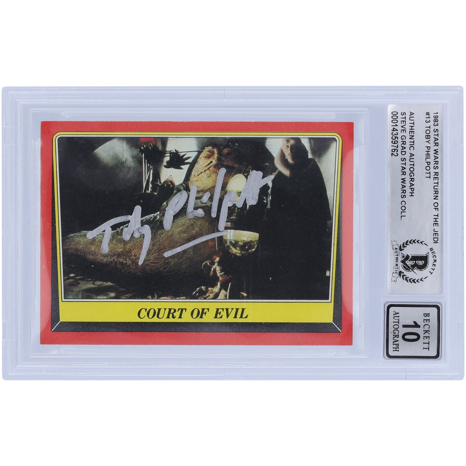 Toby Philpott Star Wars Autographed 1983 Topps Return of the Jedi 13 BGS Authenticated 10 Card - The Ballers Bank