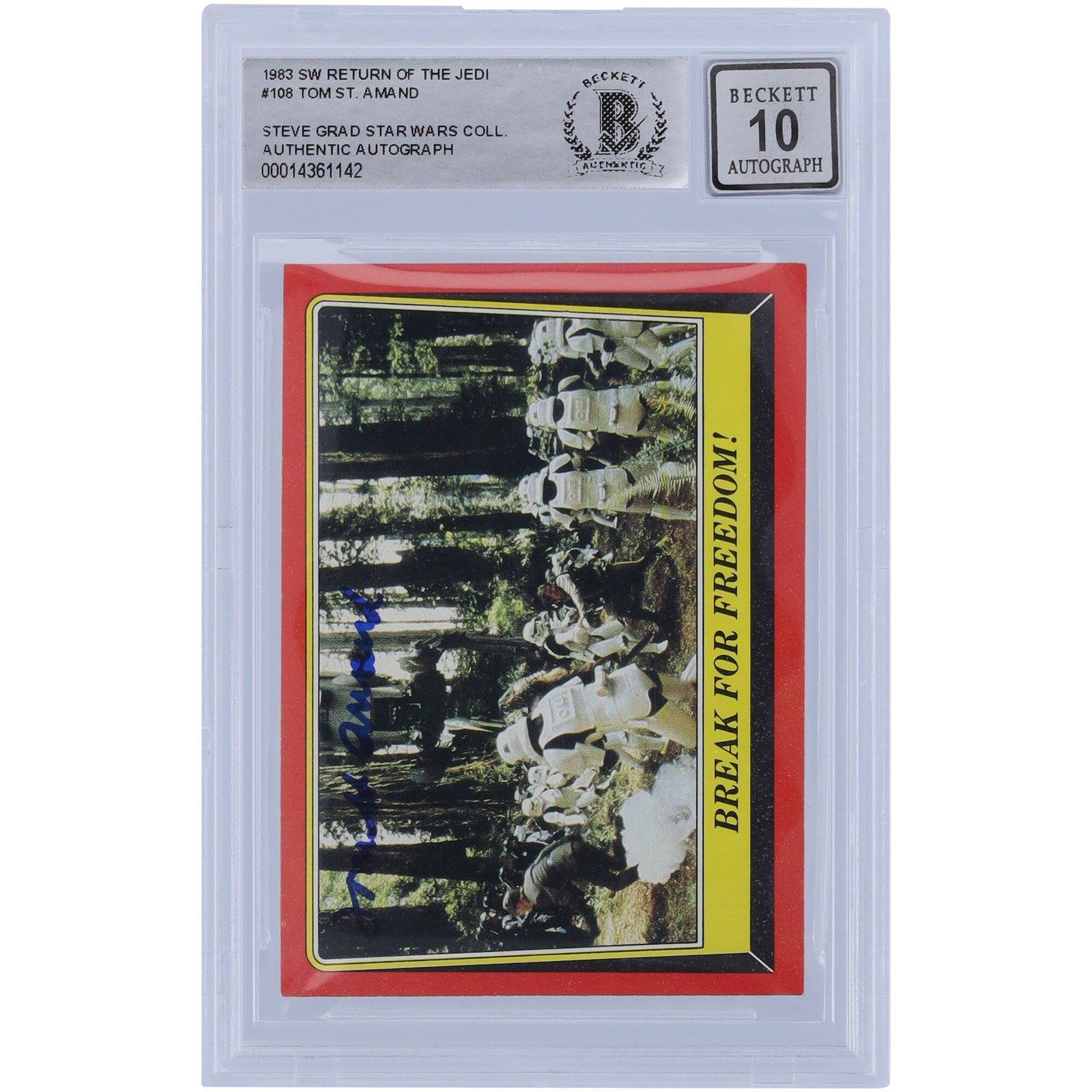 Tom St. Amand Star Wars Autographed 1983 Topps Return of the Jedi 108 BAS Authenticated 10 Card - The Ballers Bank