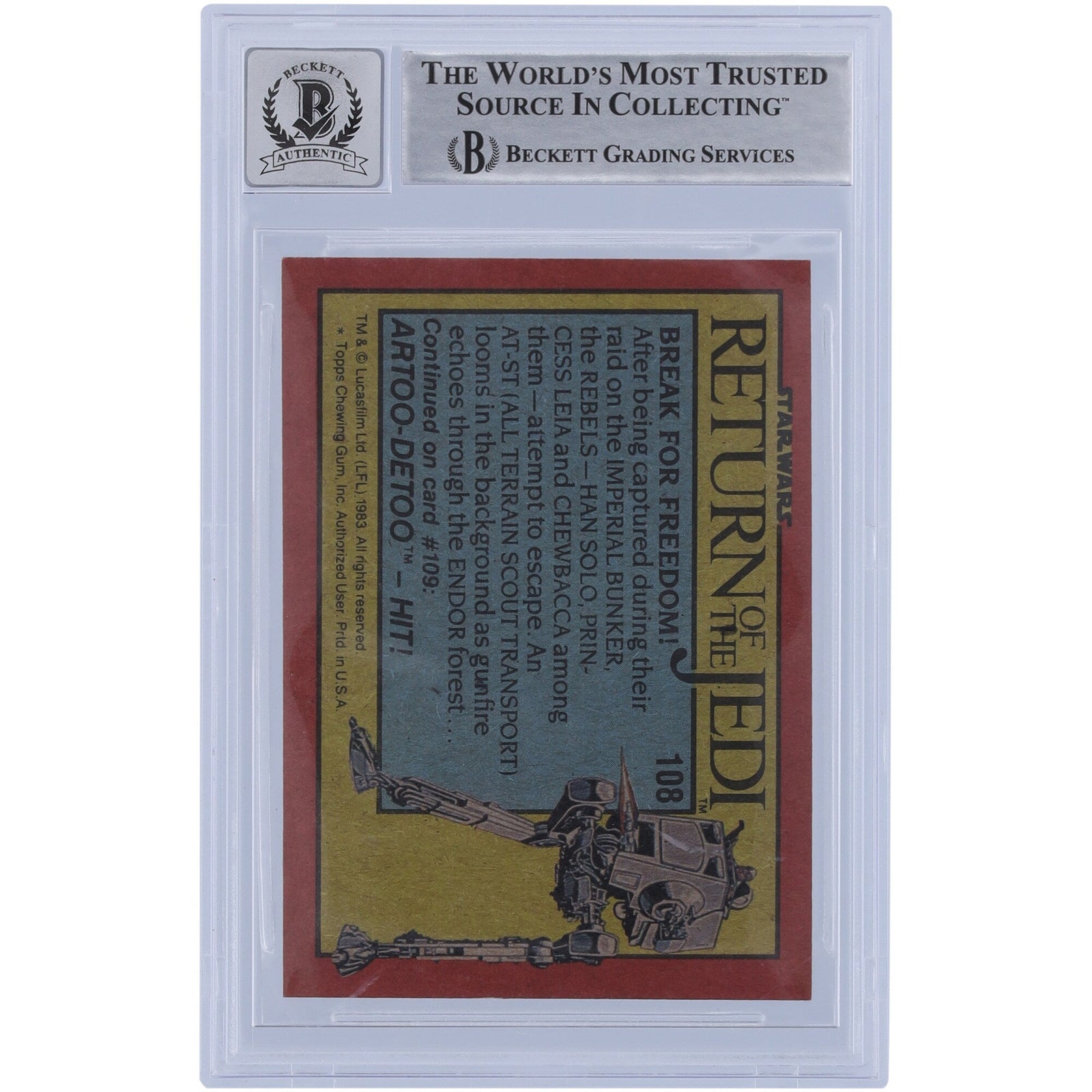 Tom St. Amand Star Wars Autographed 1983 Topps Return of the Jedi 108 BAS Authenticated 10 Card - The Ballers Bank