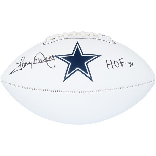 Tony Dorsett Dallas Cowboys Autographed Fanatics Authentic Franklin White Panel Football with "HOF 94" Inscription - The Ballers Bank