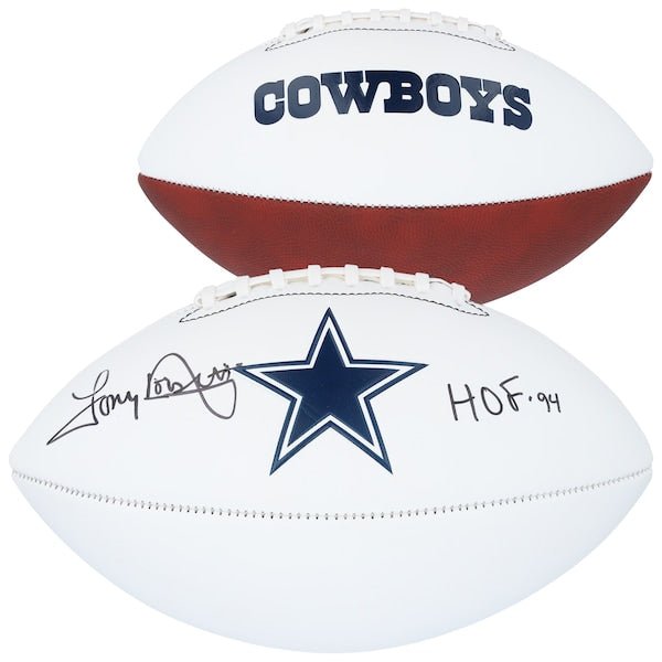 Tony Dorsett Dallas Cowboys Autographed Fanatics Authentic Franklin White Panel Football with "HOF 94" Inscription - The Ballers Bank