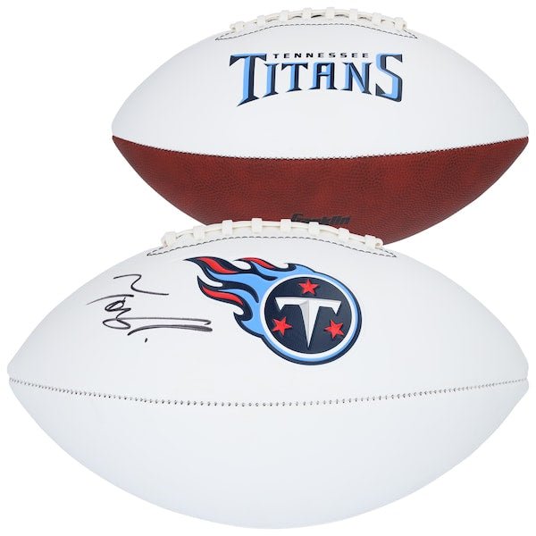 Tony Pollard Tennessee Titans Autographed Fanatics Authentic Franklin White Panel Football - The Ballers Bank